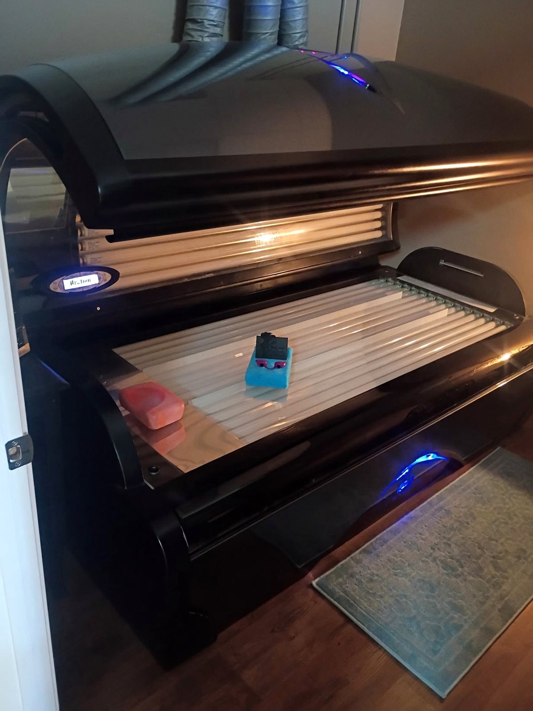 Premium tanning bed inside Bronze & Beauty Salon